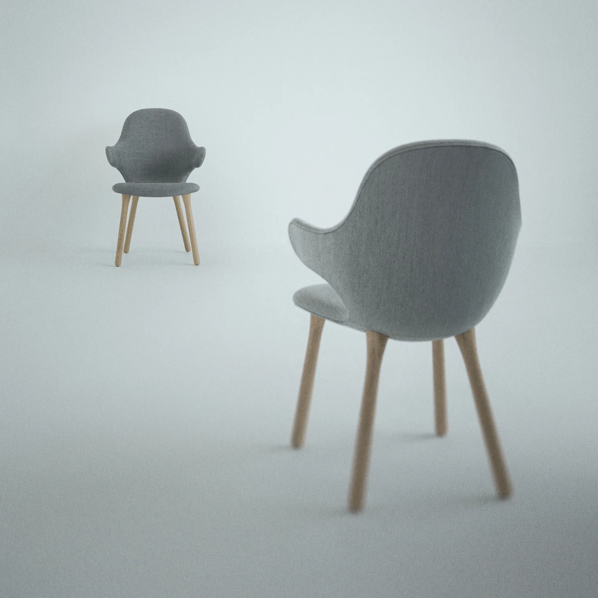 Sedia da ufficio Catch JH1, Balder 782 blu scuro, rovere nero &Tradition