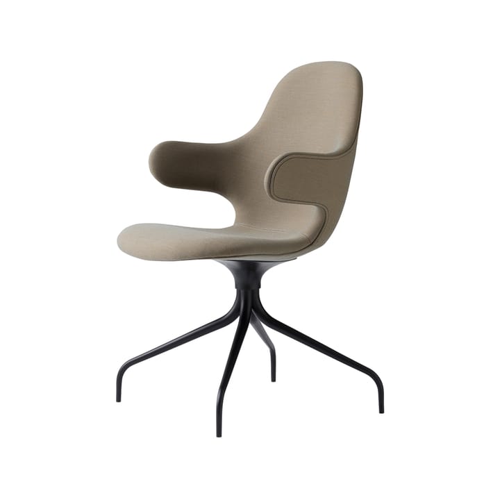 Sedia da ufficio Catch JH2, Tessuto remix 242 beige/grigio, base girevole nera &Tradition