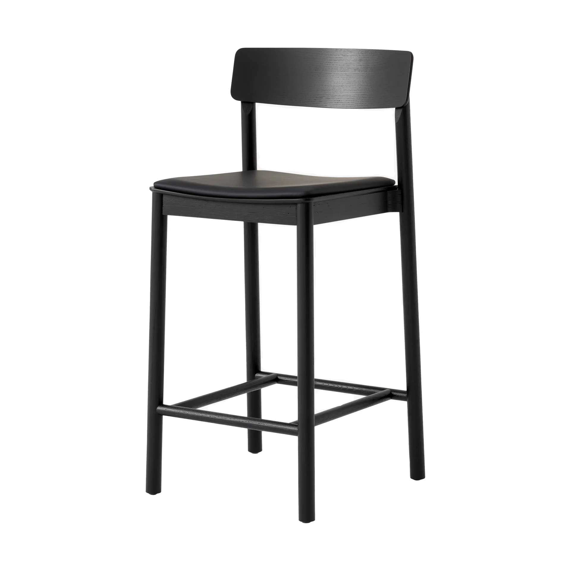 Sgabello da bar Betty TK14 Counter Chair 65 cm, Pelle nero Noble-frassino laccato nero &Tradition