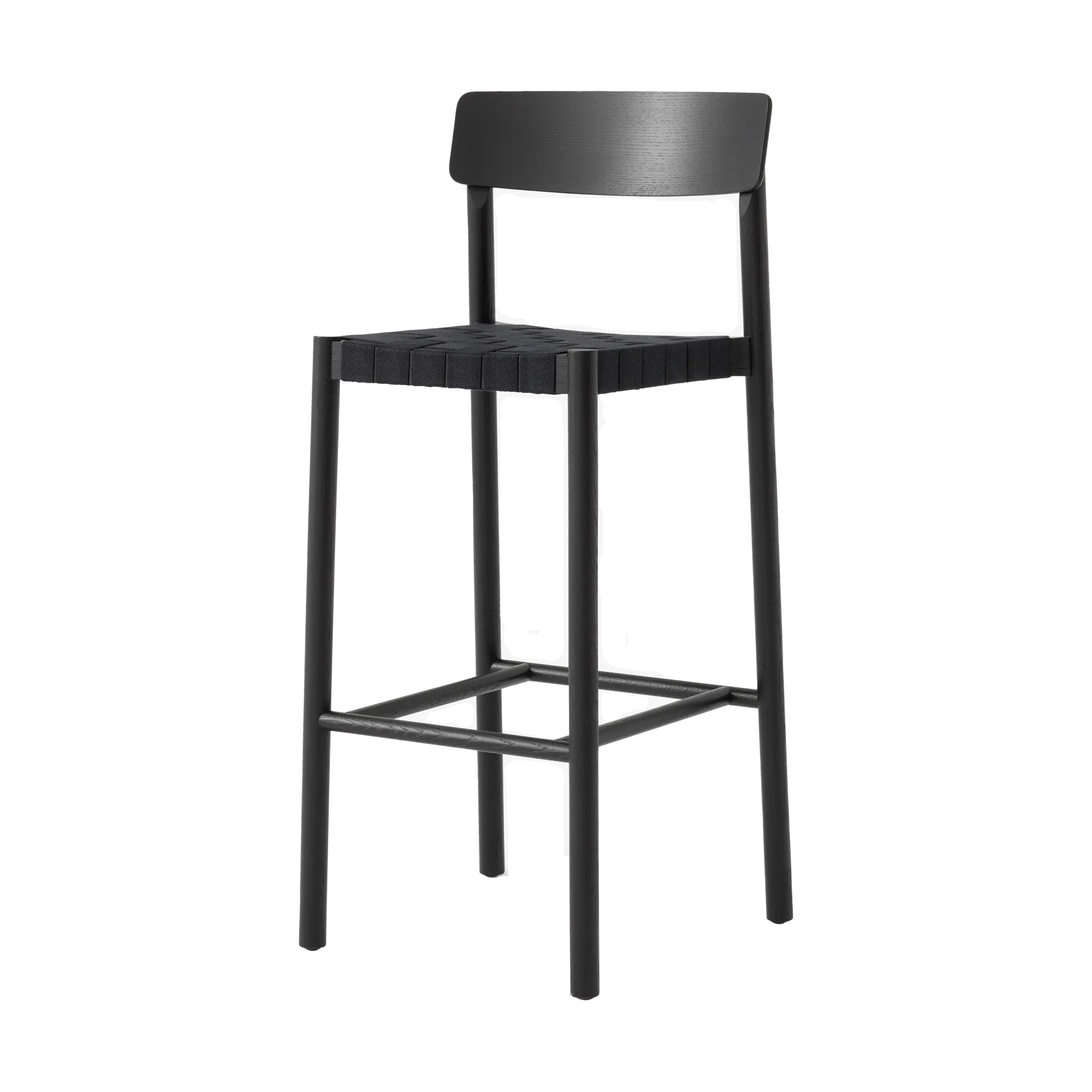 Sgabello da bar Betty TK15 Bar Chair 75 cm, Frassino laccato nero-lino nero &Tradition