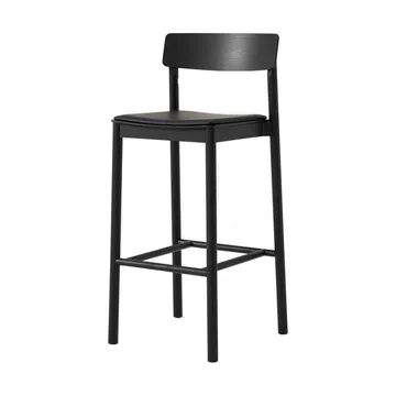 Sgabello da bar Betty TK17 Bar Chair 75 cm - Pelle nero Noble-frassino laccato nero - &Tradition