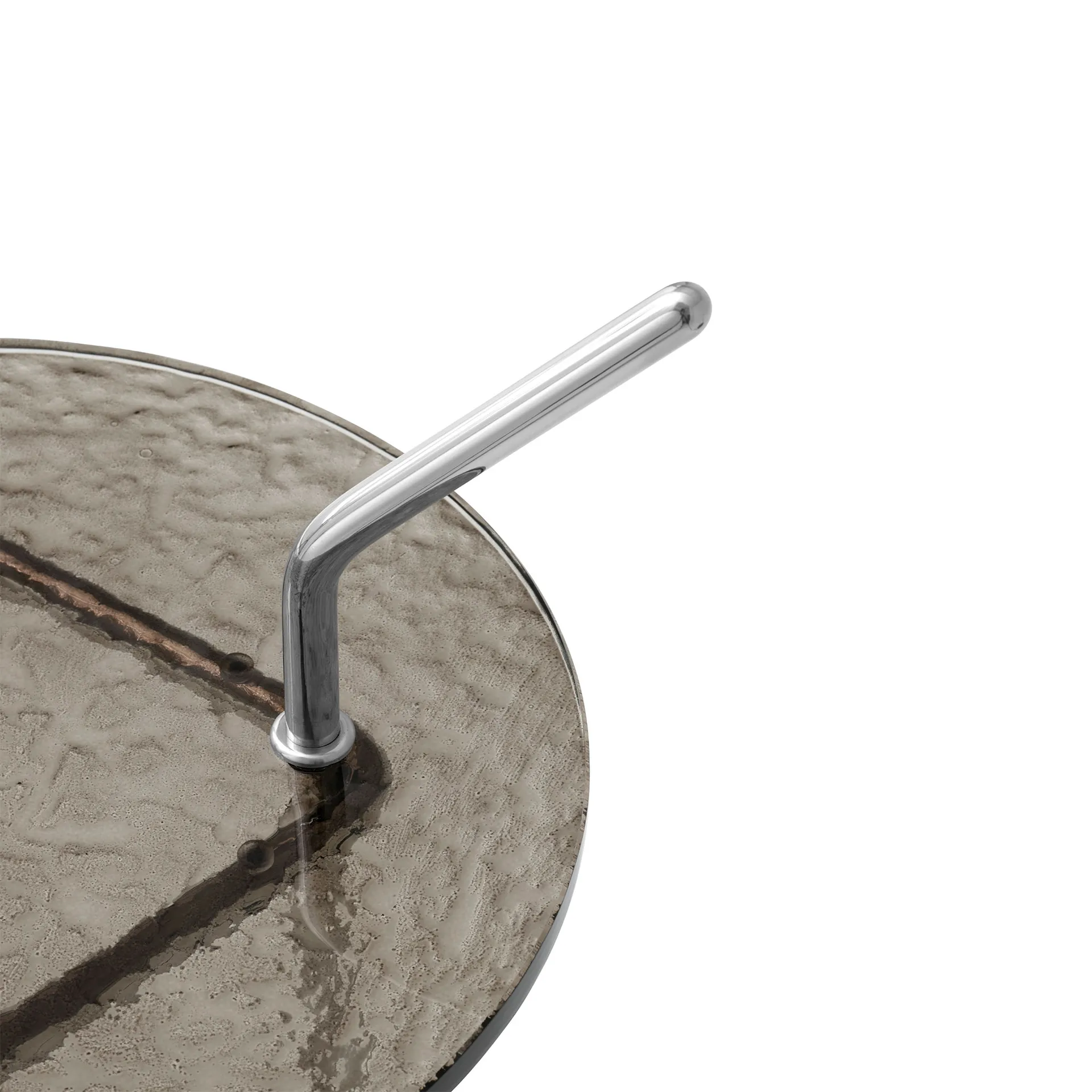 Tavolino Halten SH9, Vetro fuso fumè-acciaio inox &Tradition