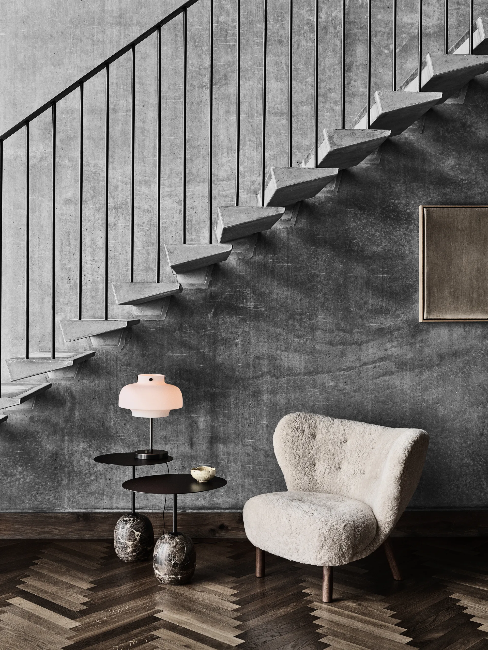 Tavolino Lato LN8, Warm black-Emparador marble &Tradition