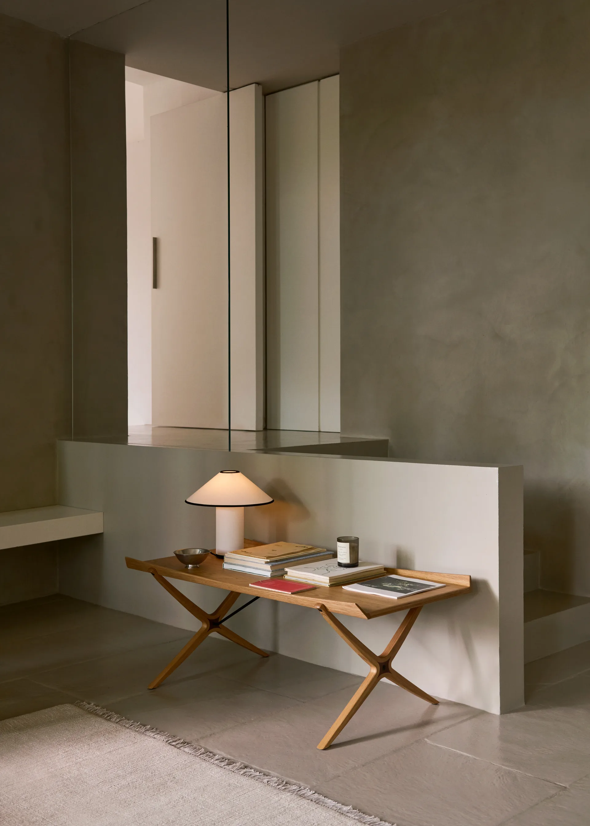 Tavolino X HM13 61x120 cm, Lacquered oak-walnut inserts &Tradition