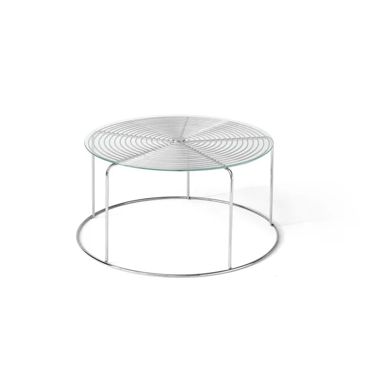 Wire VP17 tavolino - Acciaio inox-vetro, Ø74x36 cm - &Tradition