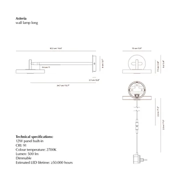 Lampada da parete Asteria Wall - Long, Nuance rose-chrome - Umage