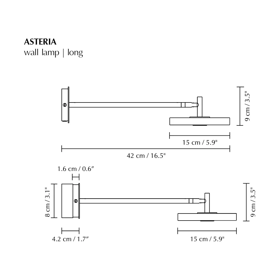 Lampada da parete Asteria Wall, Long, Polished brass Umage