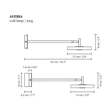 Lampada da parete Asteria Wall - Long, Polished steel - Umage
