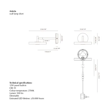 Lampada da parete Asteria Wall - Short, Nuance orange-chrome - Umage