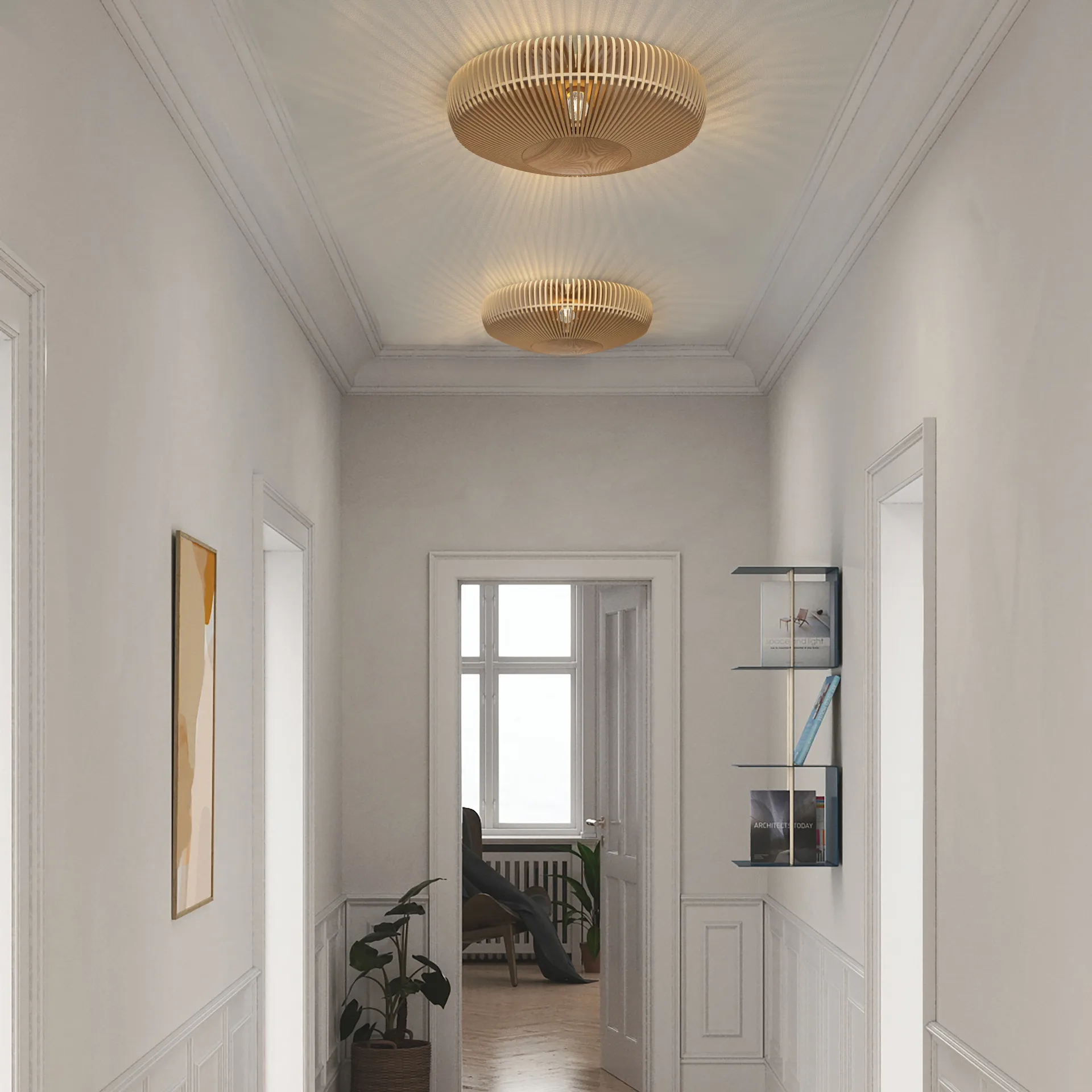 Lampada da parete Clava Up grande, Rovere Umage