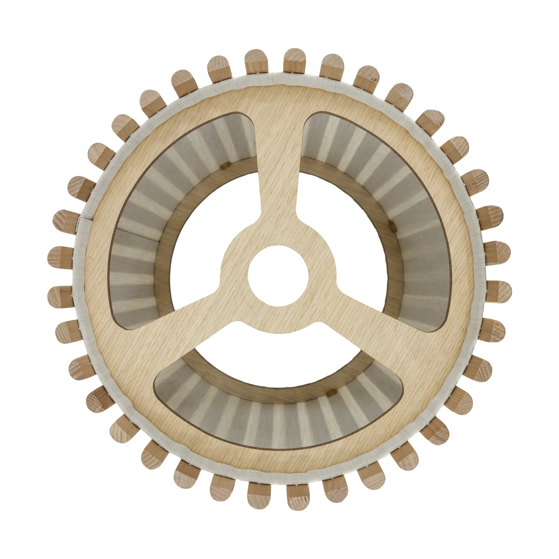 Lampada da pavimento Komorebi medium, Rovere rotondo-Ottone spazzolato Umage