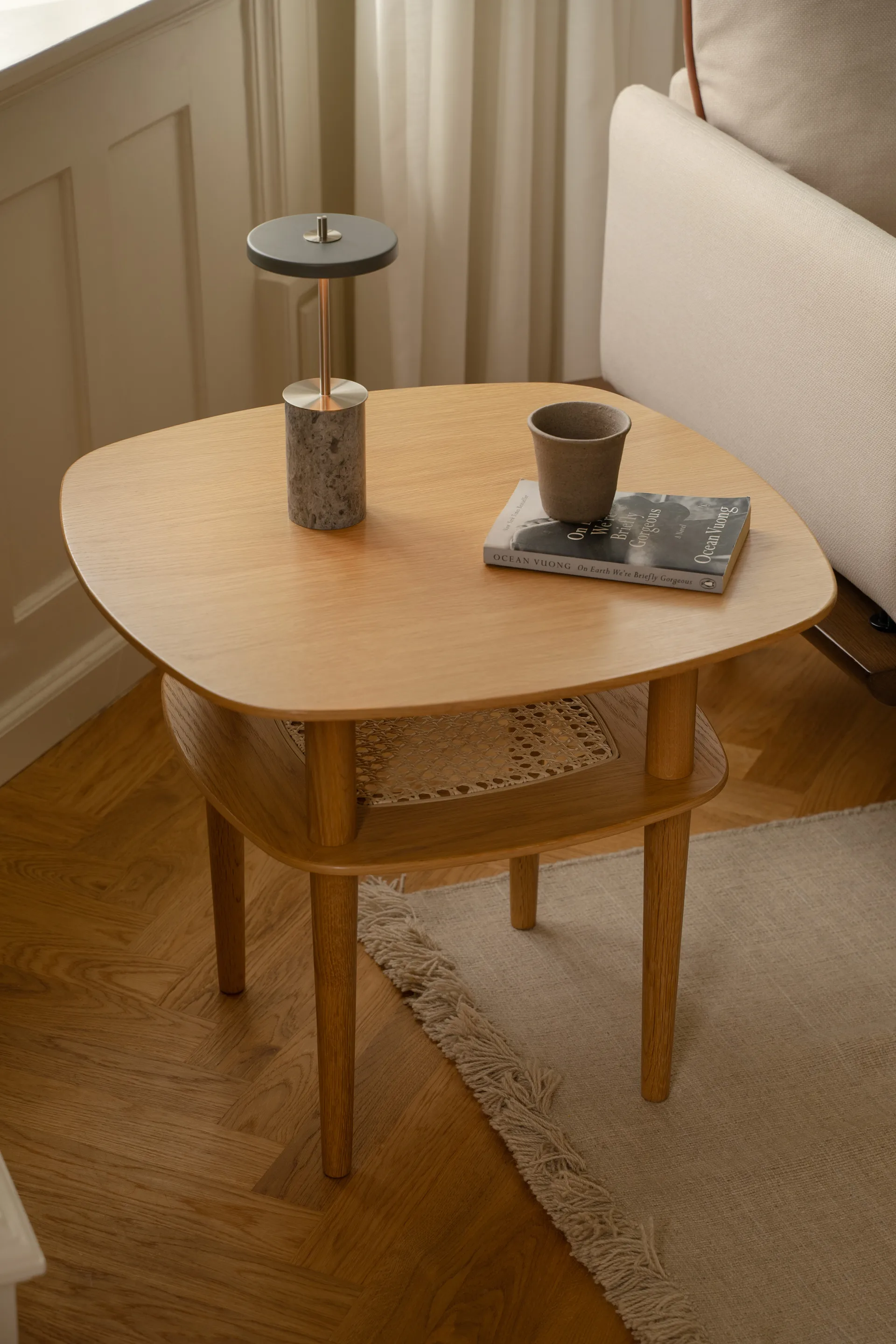 Lampada da tavolo Asteria Move Mini Ø12x25,5 cm, Marmo grigio-ottone Umage