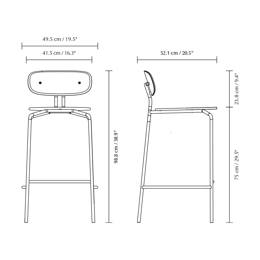 Sgabello Curious 75 cm, Rovere-nero   Umage