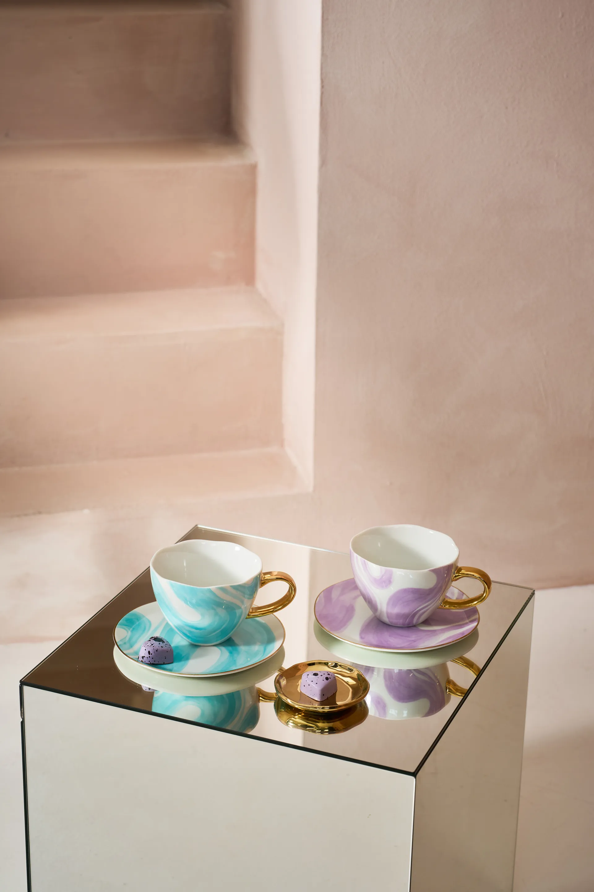 Set regalo tazze cappuccino & piattini Good Morning 2 pezzi, Valuri violet URBAN NATURE CULTURE