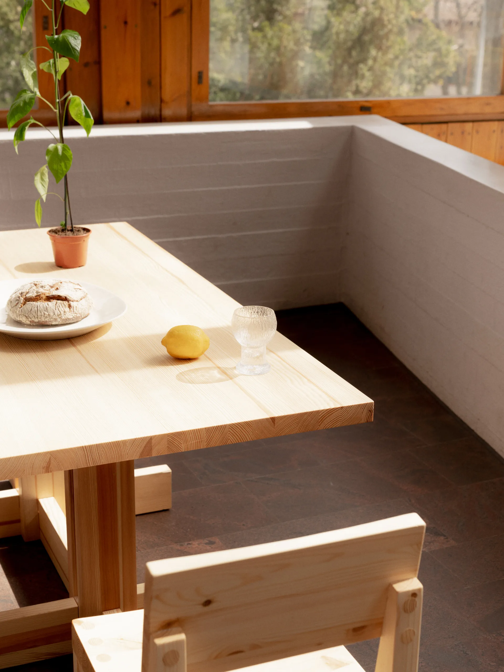 001 Dining Chair sedia, Pino oliato cerato opaco Vaarnii