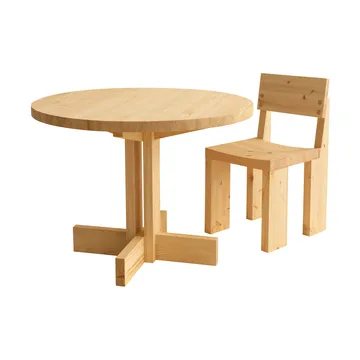 001 Dining Table tavolo da pranzo - Pino oliato opaco, Ø100x74 cm - Vaarnii
