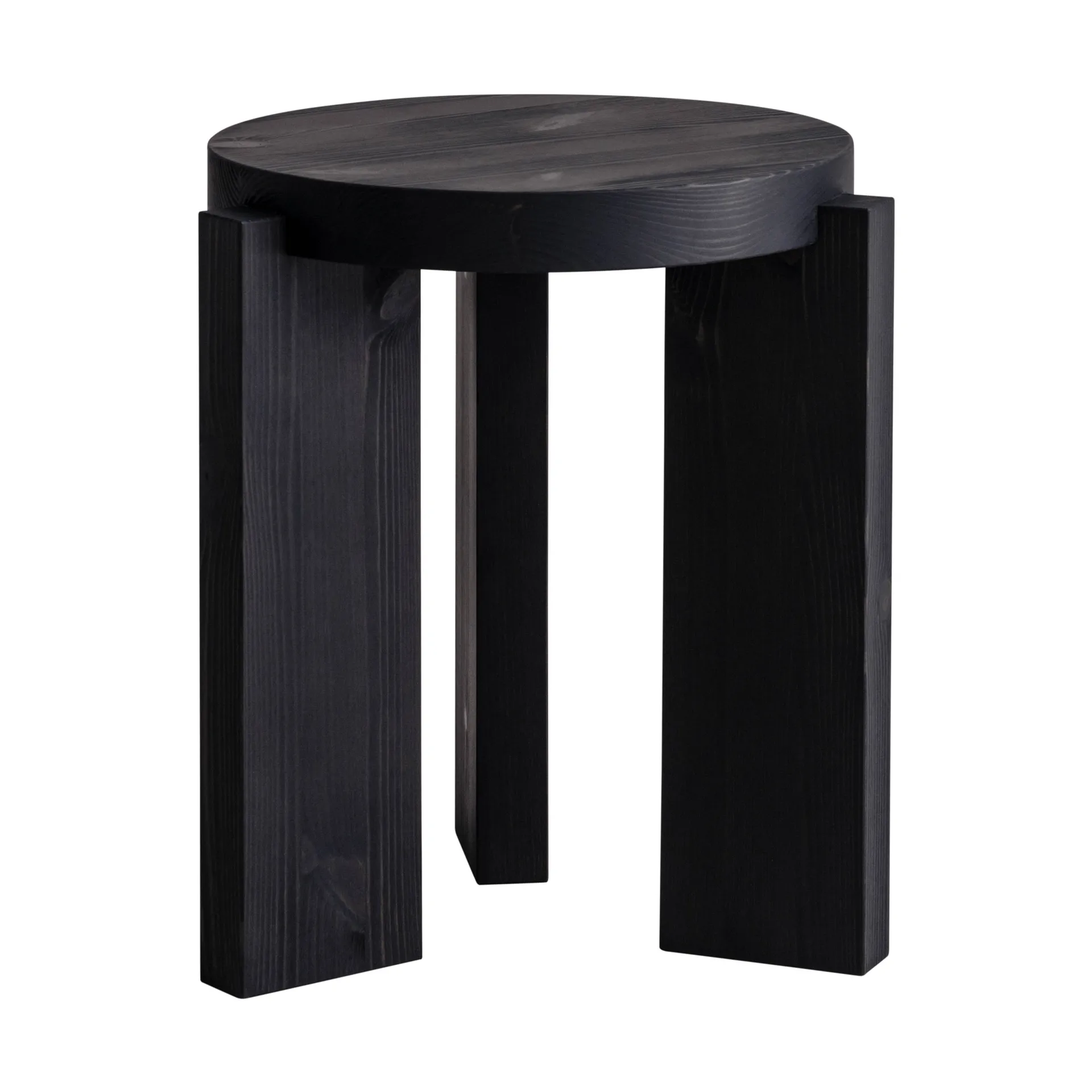 001 Stool sgabello, Pino tinto nero, Ø40x44 cm Vaarnii