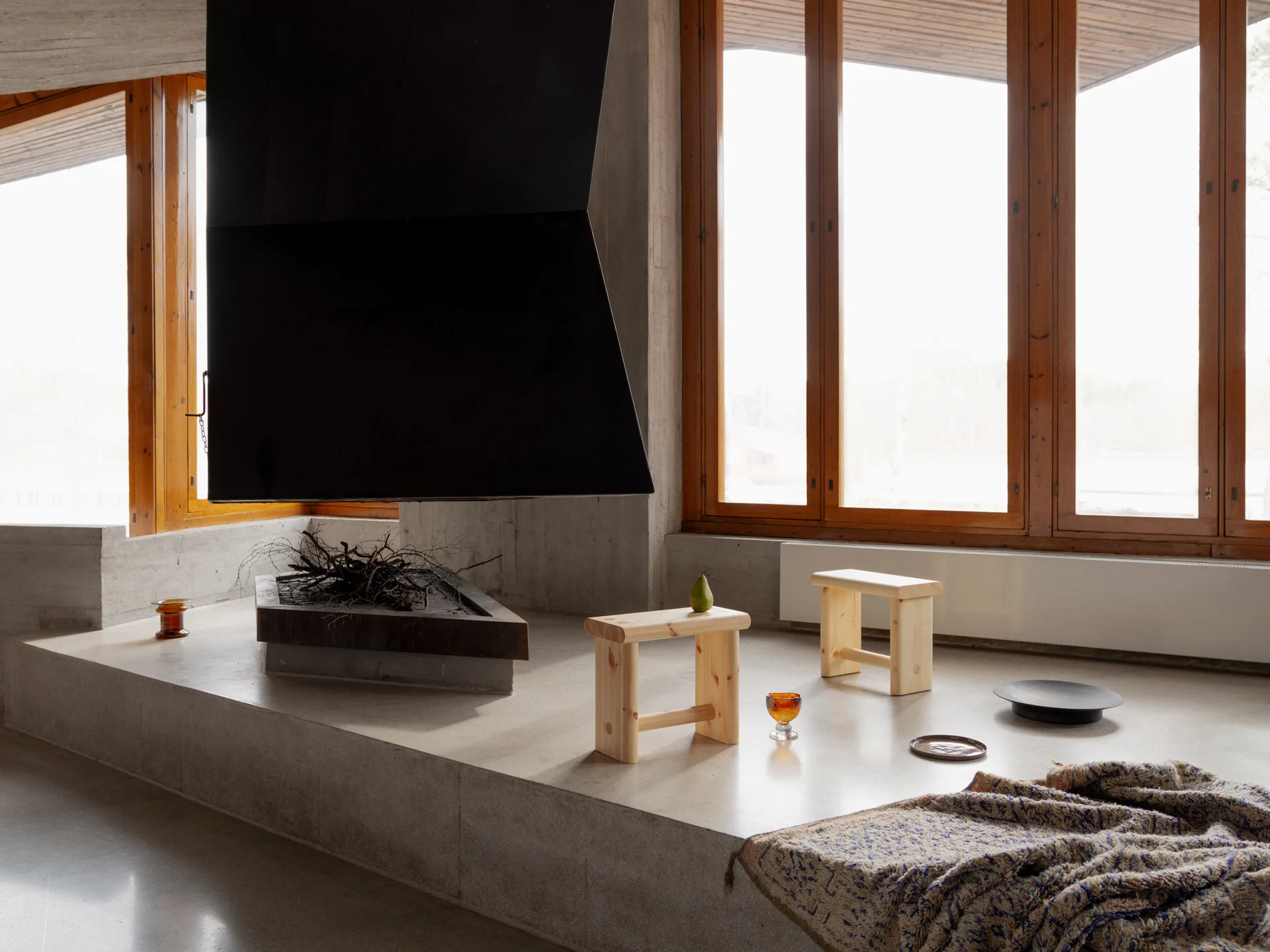 002 Ast Stool sgabello, Pino oliato opaco, 55x26x45 cm Vaarnii