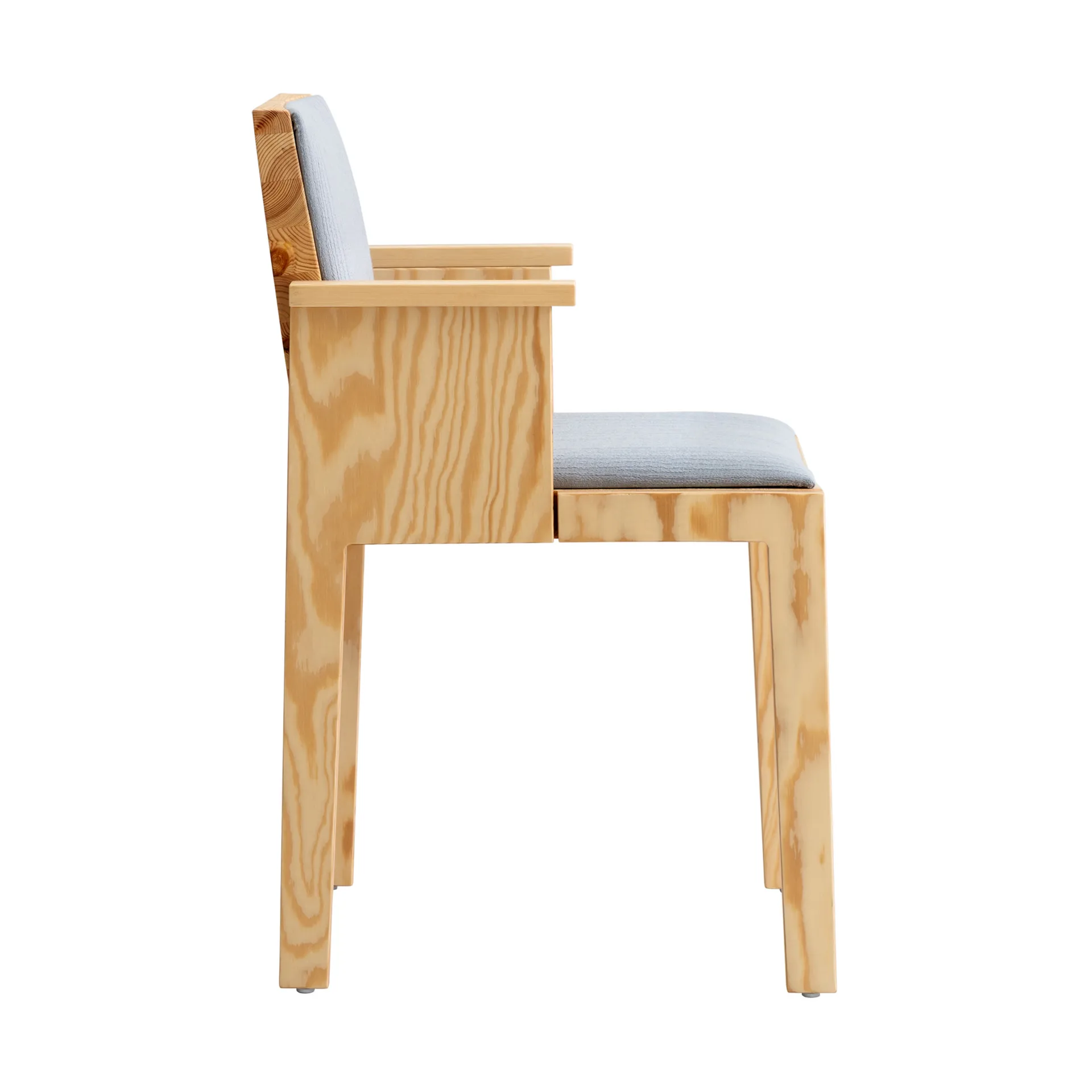 016 Maasto Dining Armchair sedia con braccioli, Pino oliato opaco, fronte rivestita grigio Vaarnii
