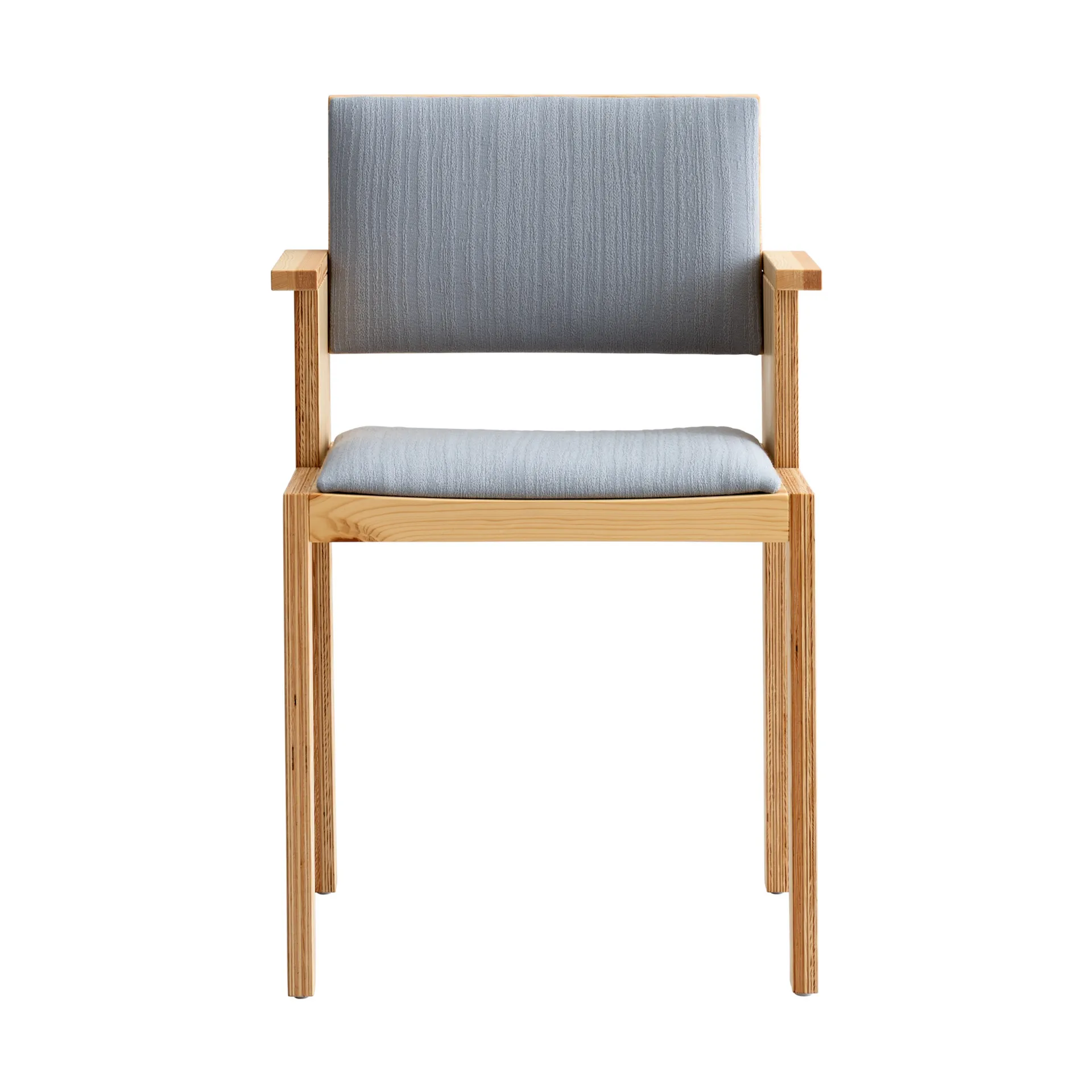 016 Maasto Dining Armchair sedia con braccioli, Pino oliato opaco, fronte rivestita grigio Vaarnii