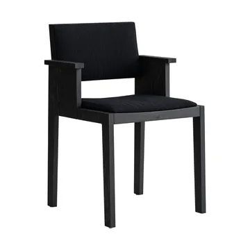 016 Maasto Dining Armchair sedia con braccioli - Pino tinto nero, fronte rivestita in nero - Vaarnii