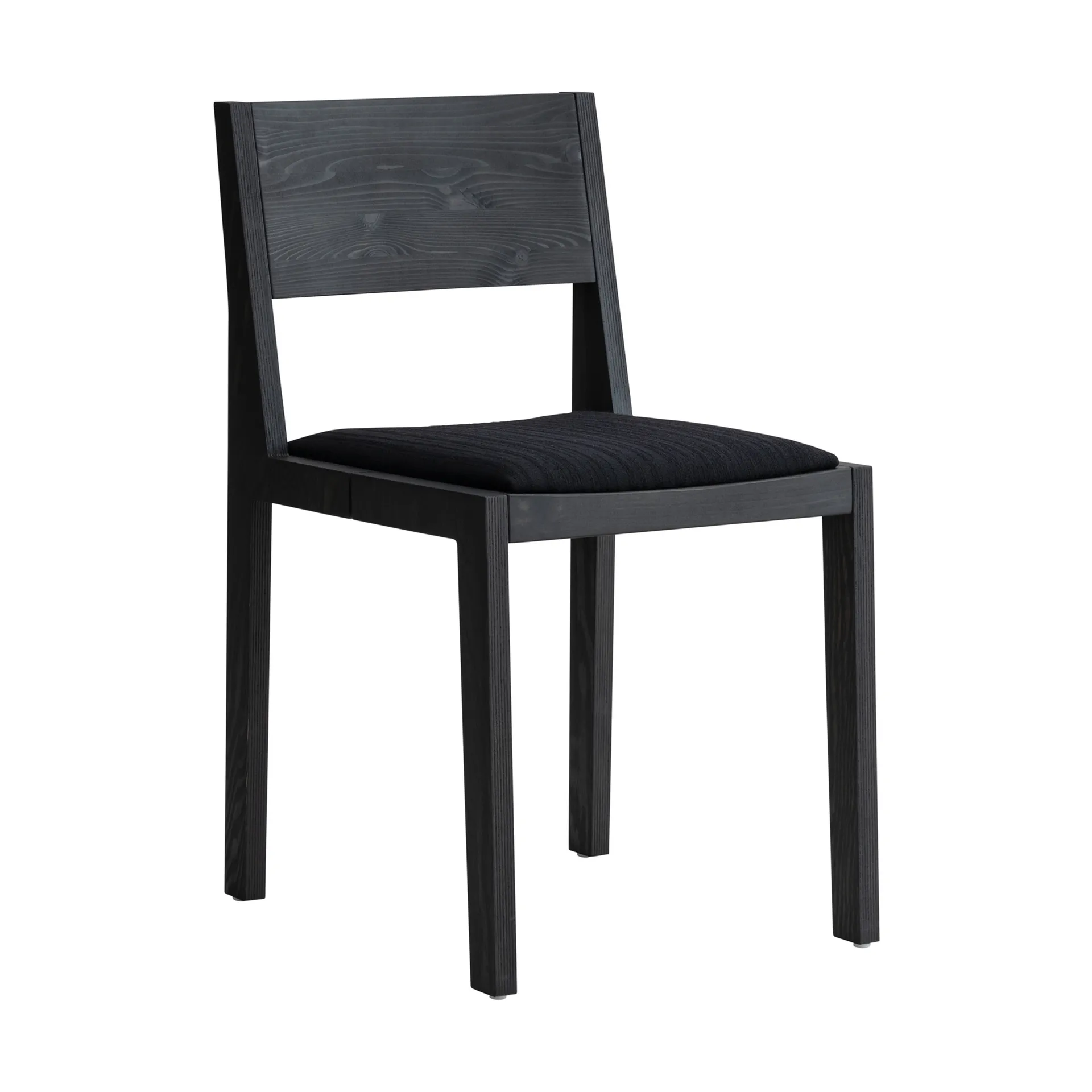 016 Maasto Dining Chair sedia, Pino tinto nero, seduta rivestita nera Vaarnii
