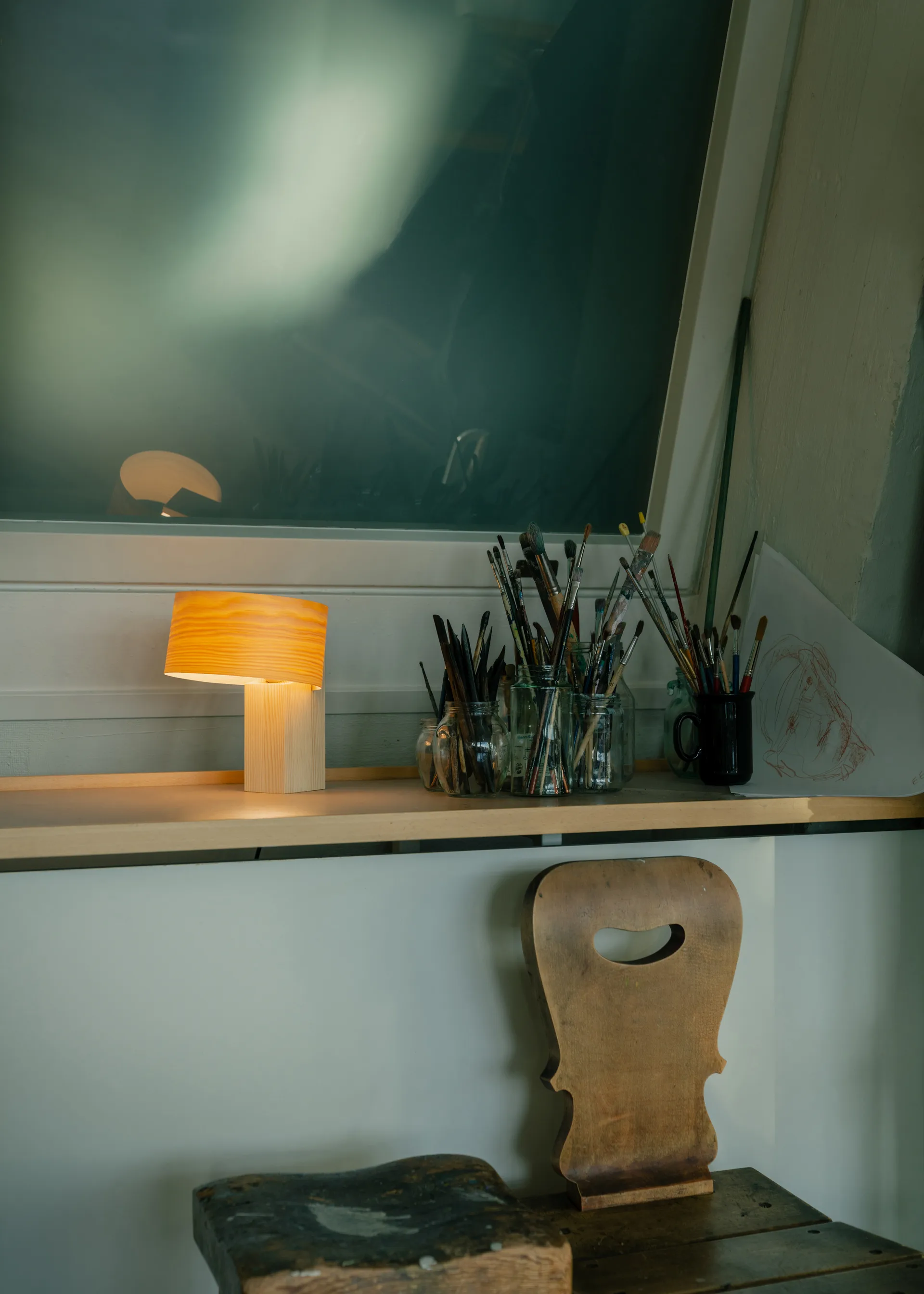 018 Hoop Table Lamp lampada da tavolo, Pino oliato a cera opaco, 23 cm Vaarnii