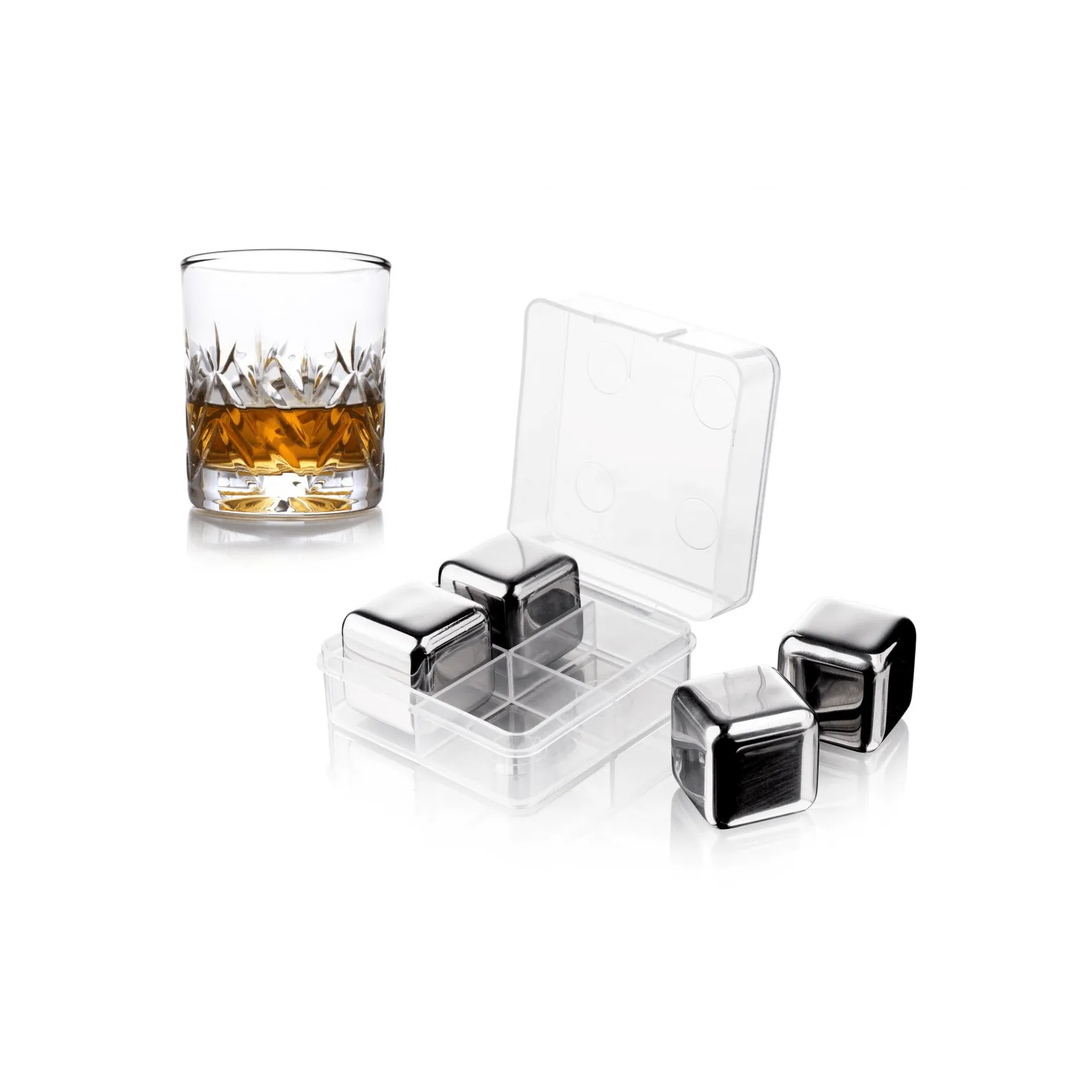Vacuvin pietre da whisky, Acciaio inox, confezione da 4 Vacuvin