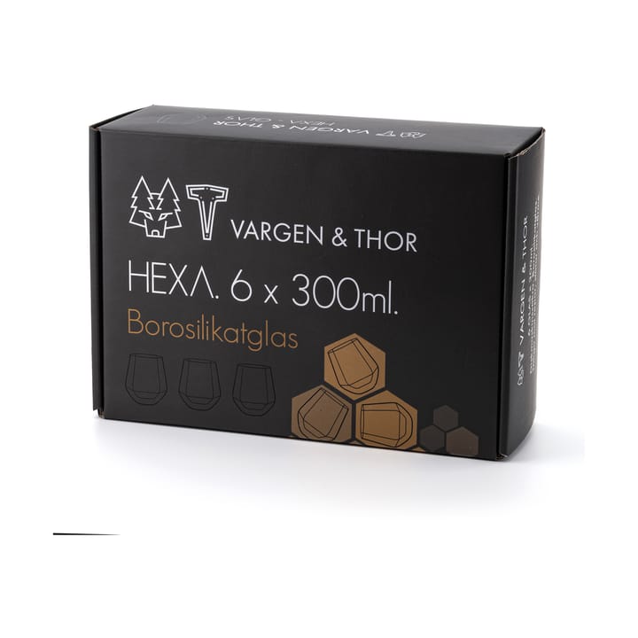 Bicchiere Hexa 30 cl, confezione da 6 - Trasparente - Vargen & Thor