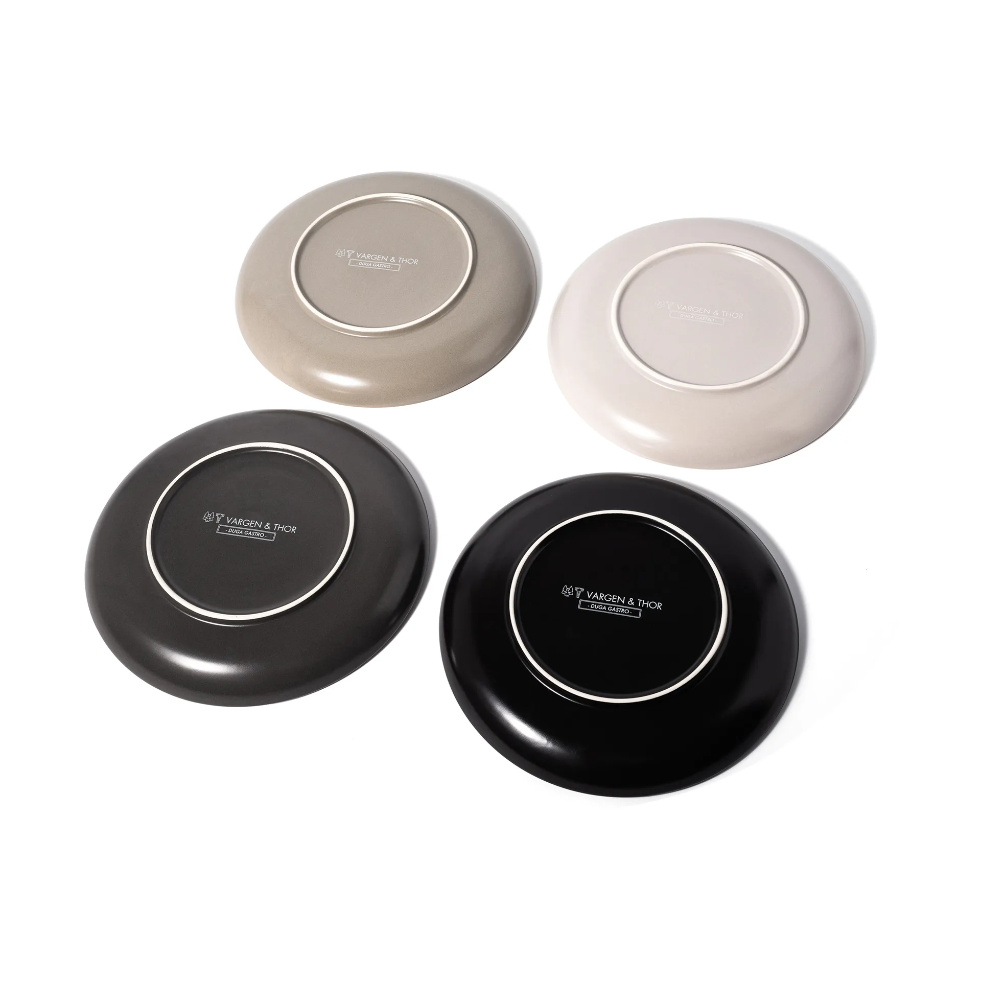 Piatto Gastro Ø 25 cm, confezione da 4, Bianco, grigio sabbia, antracite, nero Vargen & Thor