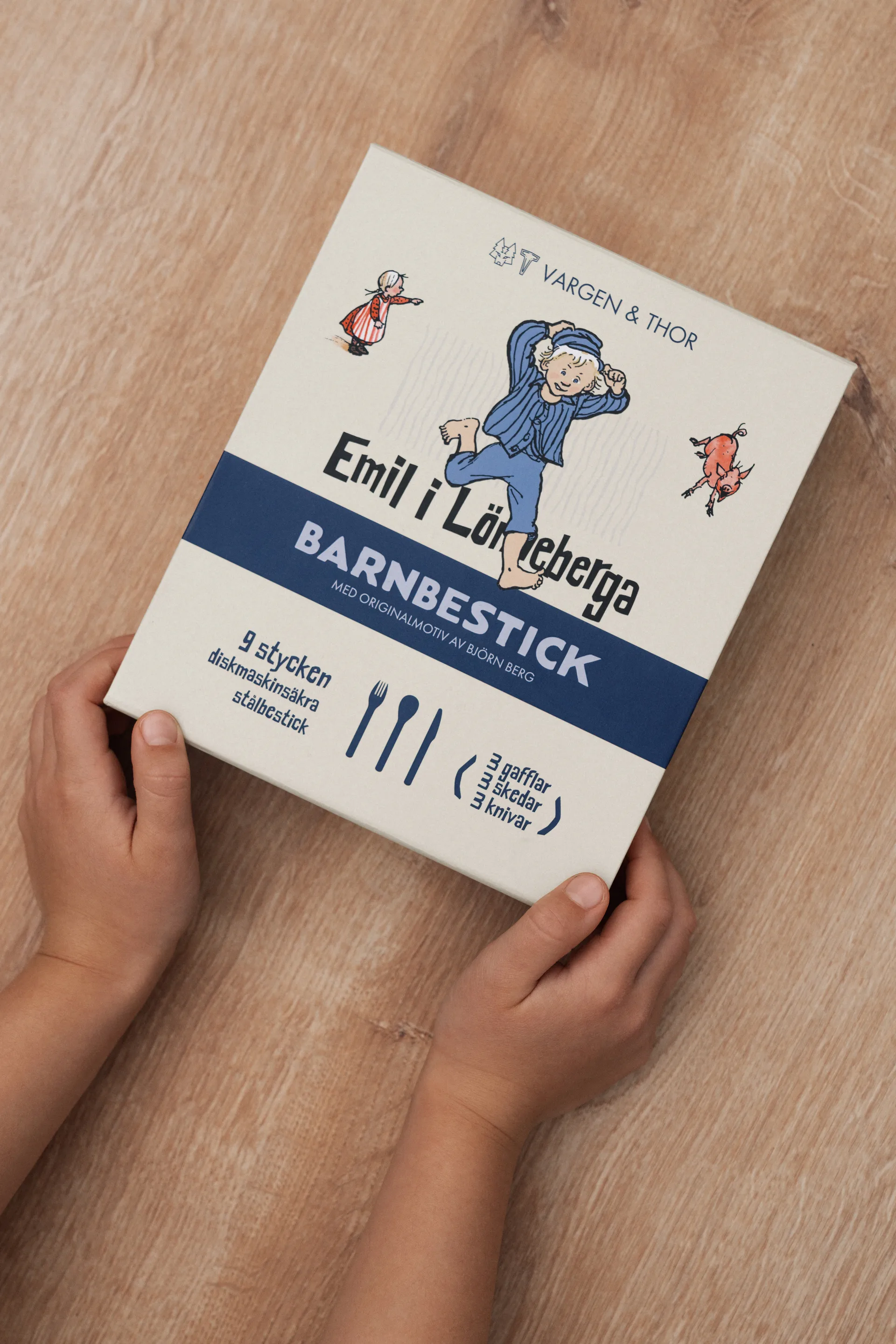 Set di posate per bambini Lupo Emil 9 pezzi, Argento Vargen & Thor