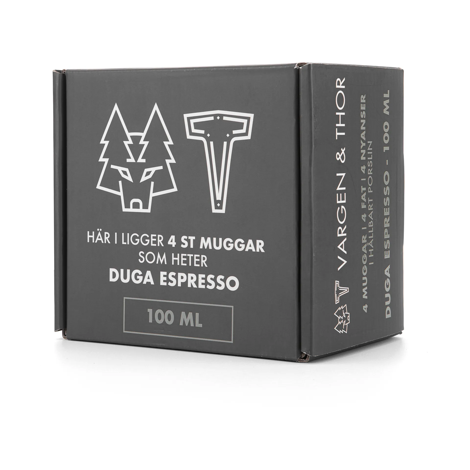 Tazzina da espresso Duga con piattino, confezione da 4, Bianco, grigio sabbia, antracite, nero Vargen & Thor