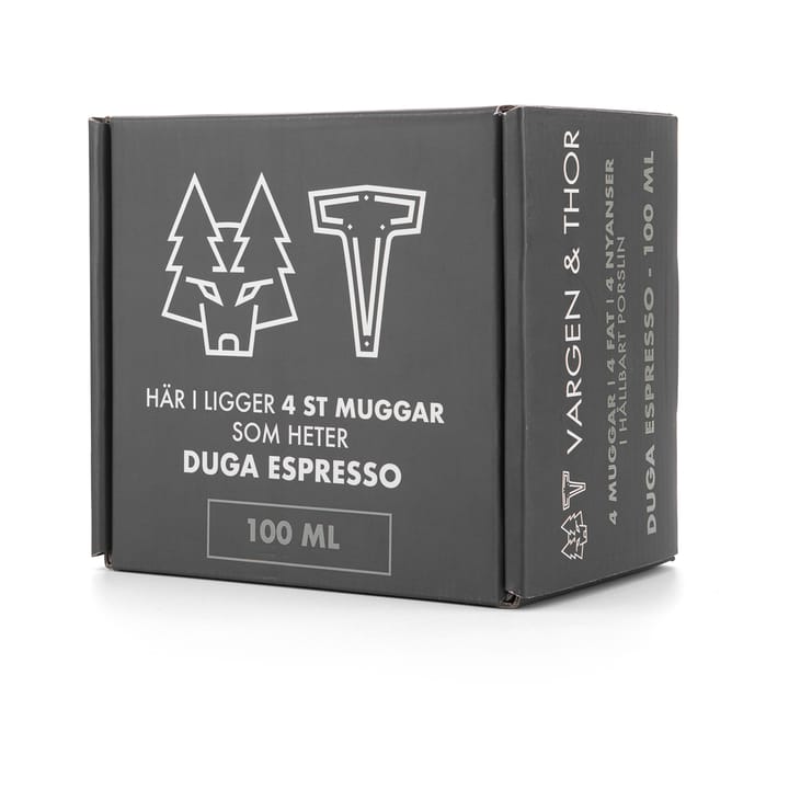 Tazzina da espresso Duga con piattino, confezione da 4 - Bianco, grigio sabbia, antracite, nero - Vargen & Thor