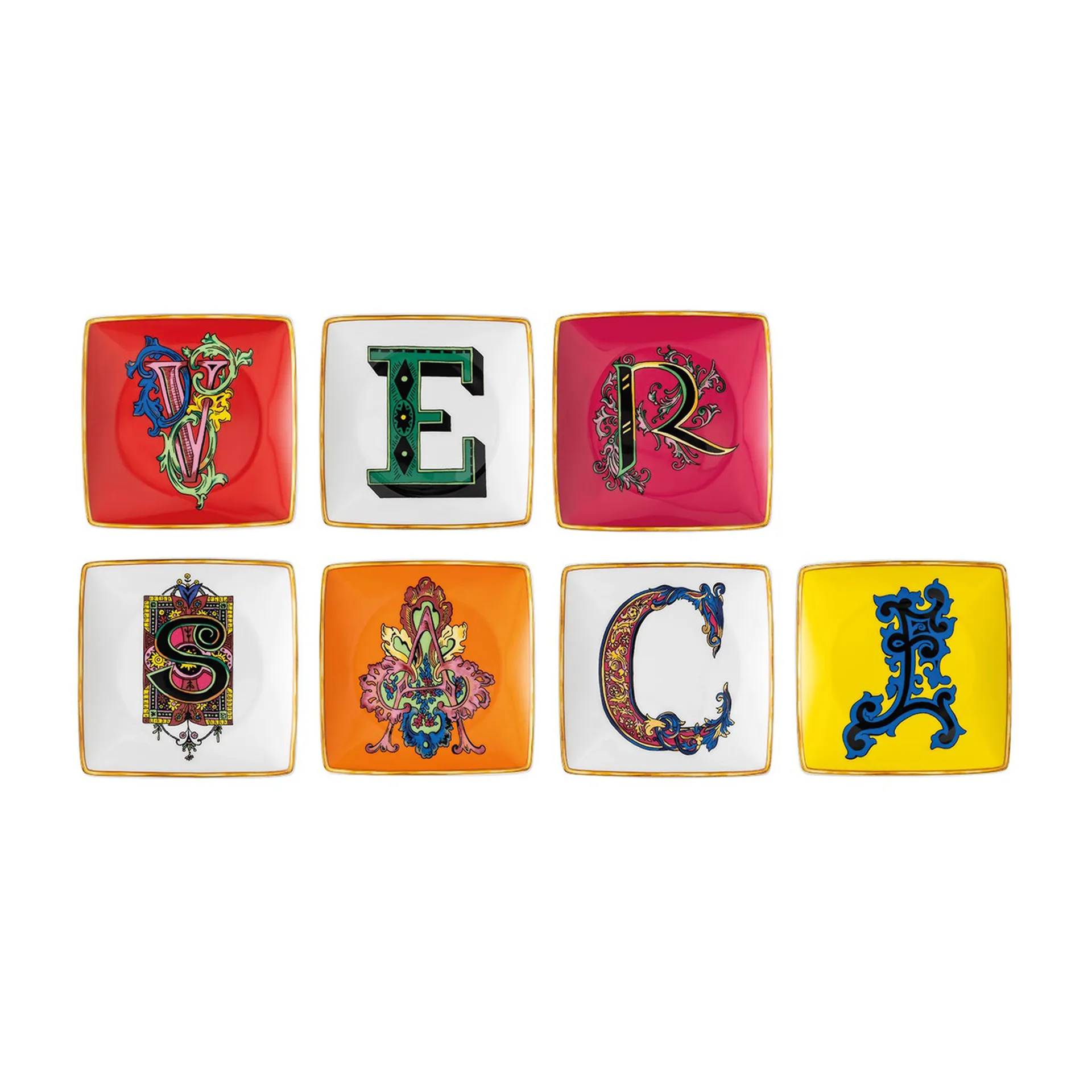 Piatto Versace Holiday Alphabet, 12 cm, confezione da 7, Versace Versace
