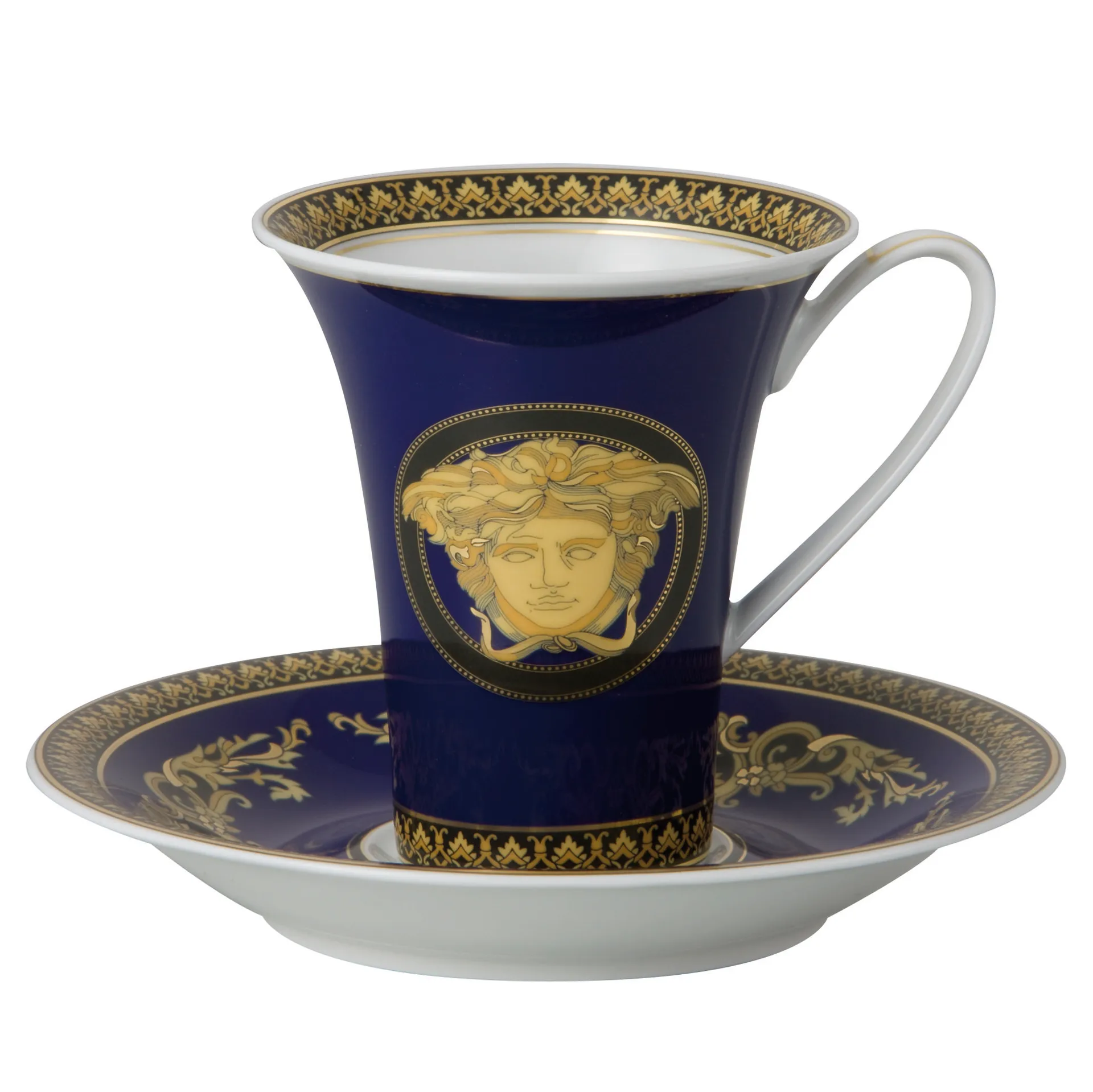 Tazza con piattino Versace Medusa Blu, set Versace