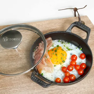 Mini casseruola rotonda con coperchio in vetro in ghisa enameled - Ø14 cm - Victoria