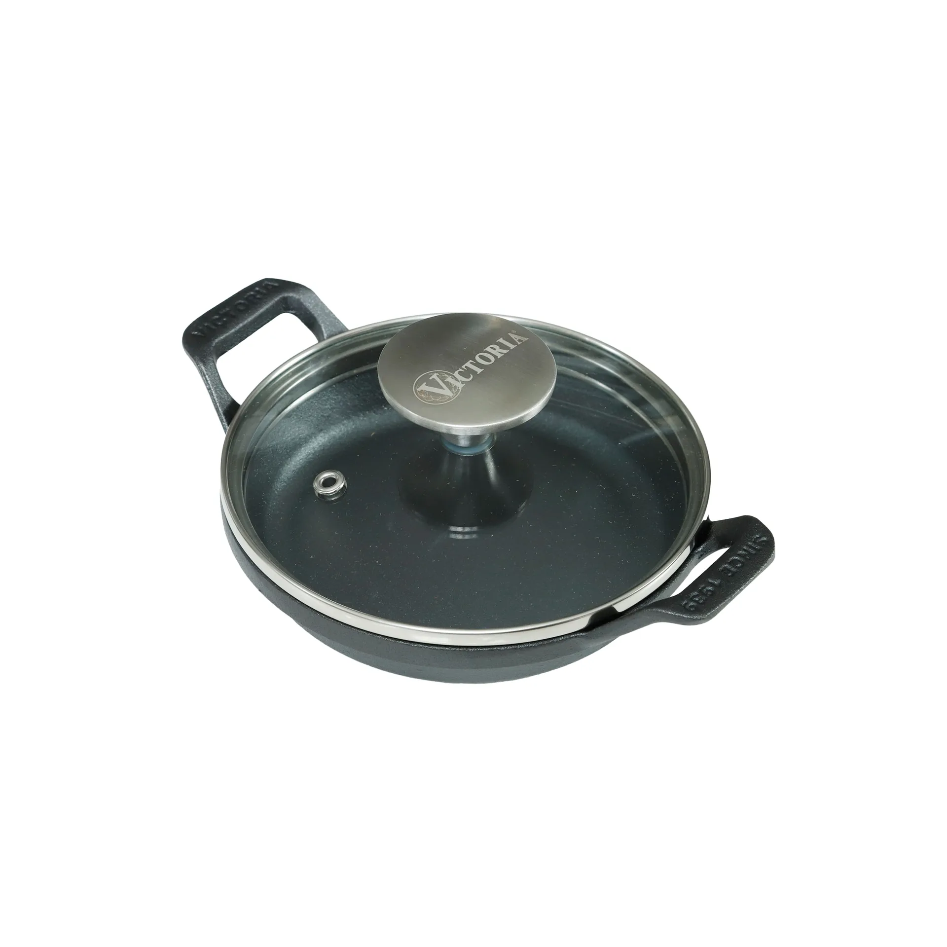 Mini casseruola rotonda con coperchio in vetro in ghisa pre-seasoned, Ø14 cm Victoria