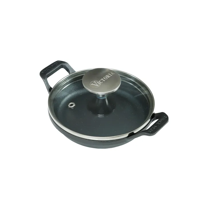Mini casseruola rotonda con coperchio in vetro in ghisa pre-seasoned - Ø14 cm - Victoria