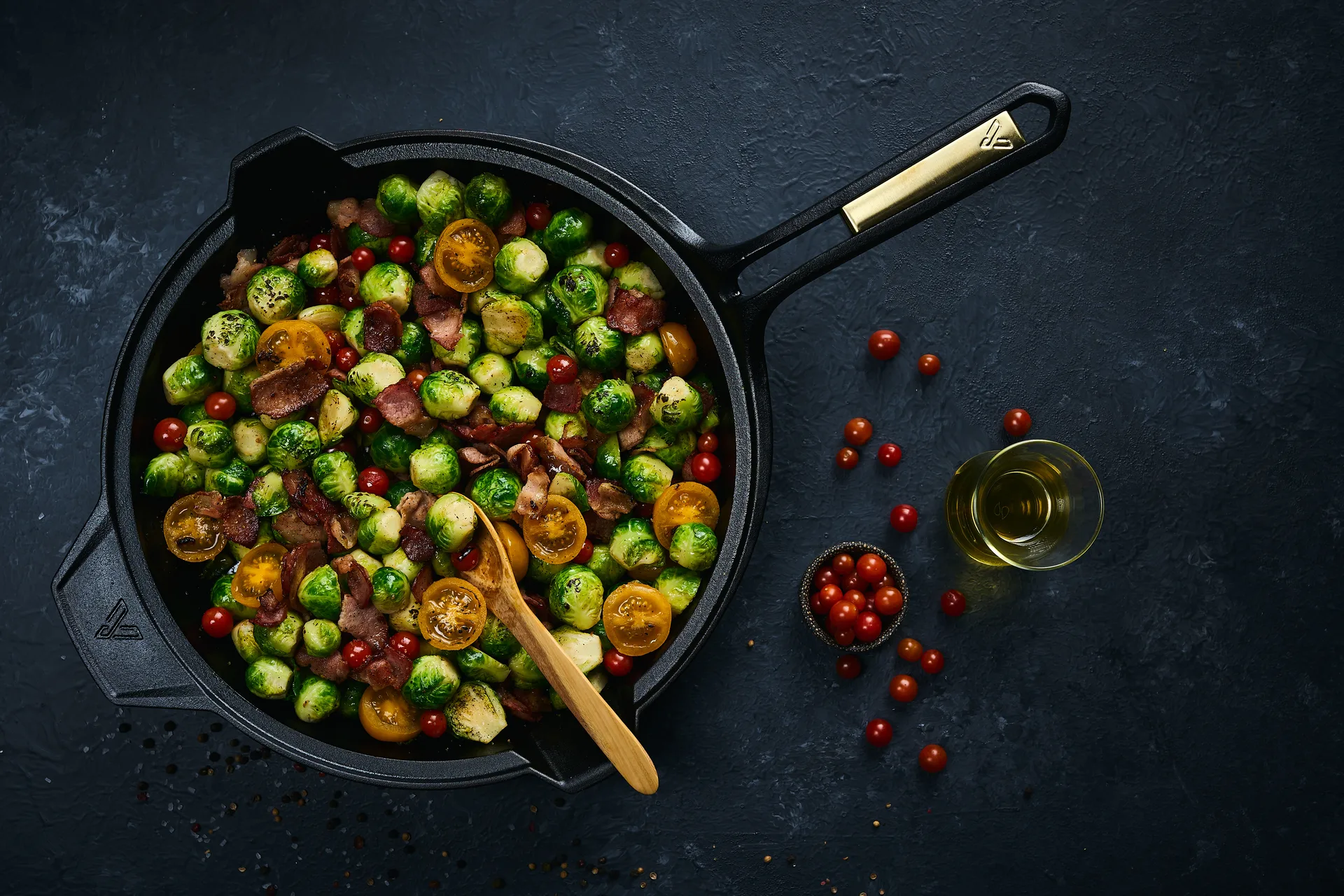 Padella in ghisa lucidata Signature 30 cm, Nero Victoria