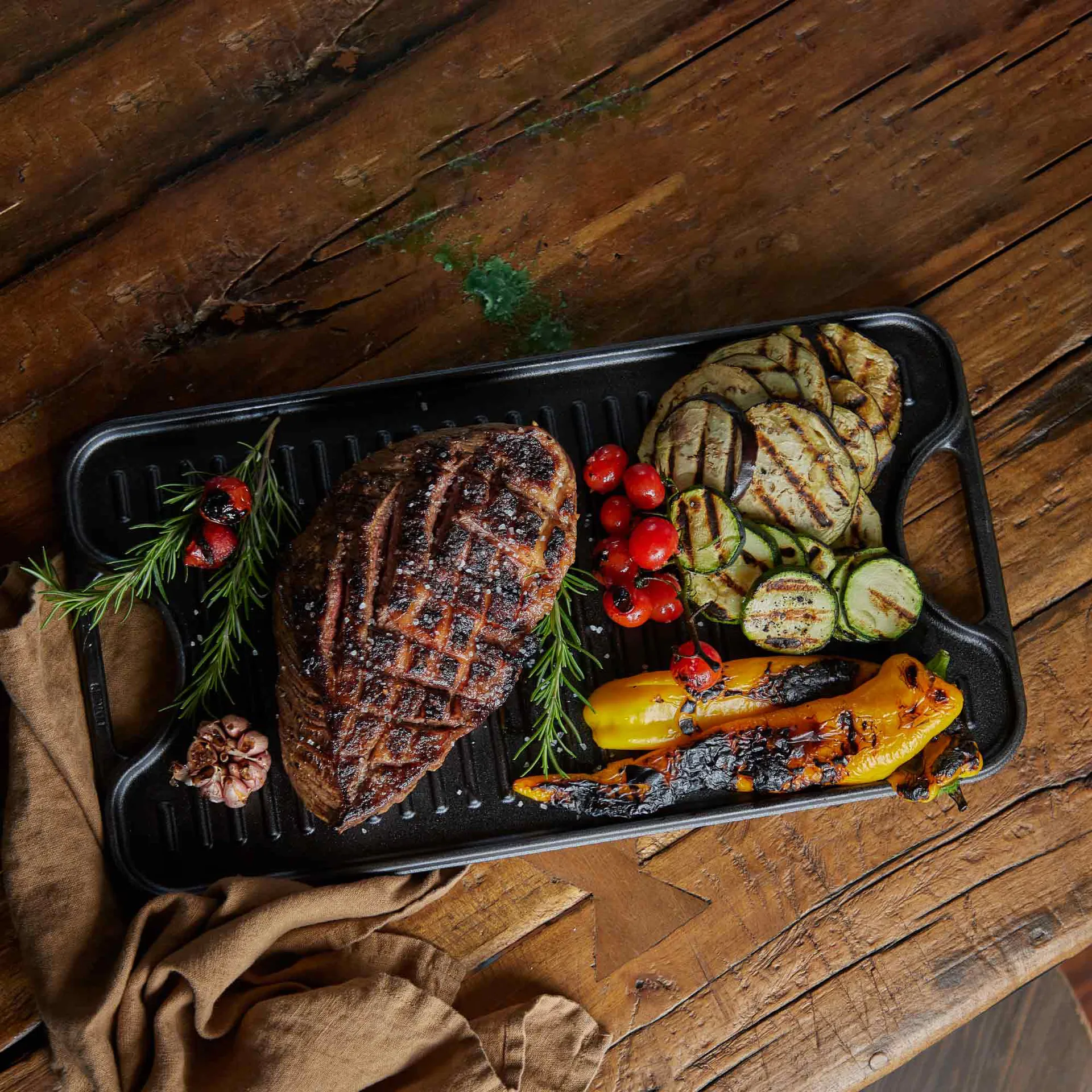 Piastra in ghisa reversibile 25x47 cm, Nero Victoria