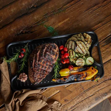 Piastra in ghisa reversibile 25x47 cm - Nero - Victoria