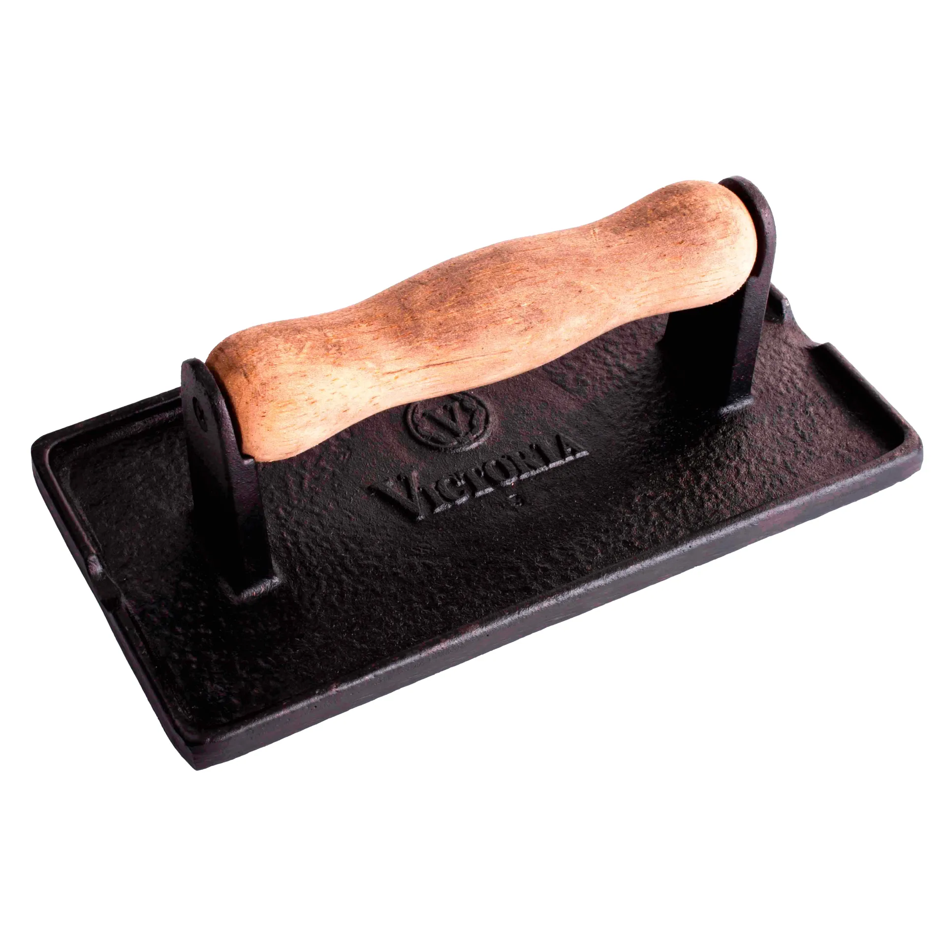 Pressa per bacon e griglia in ghisa con manico in legno, 21x11 cm Victoria