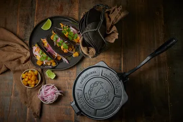 Pressa per tortilla heavy duty in ghisa Ø20 cm - Nero - Victoria