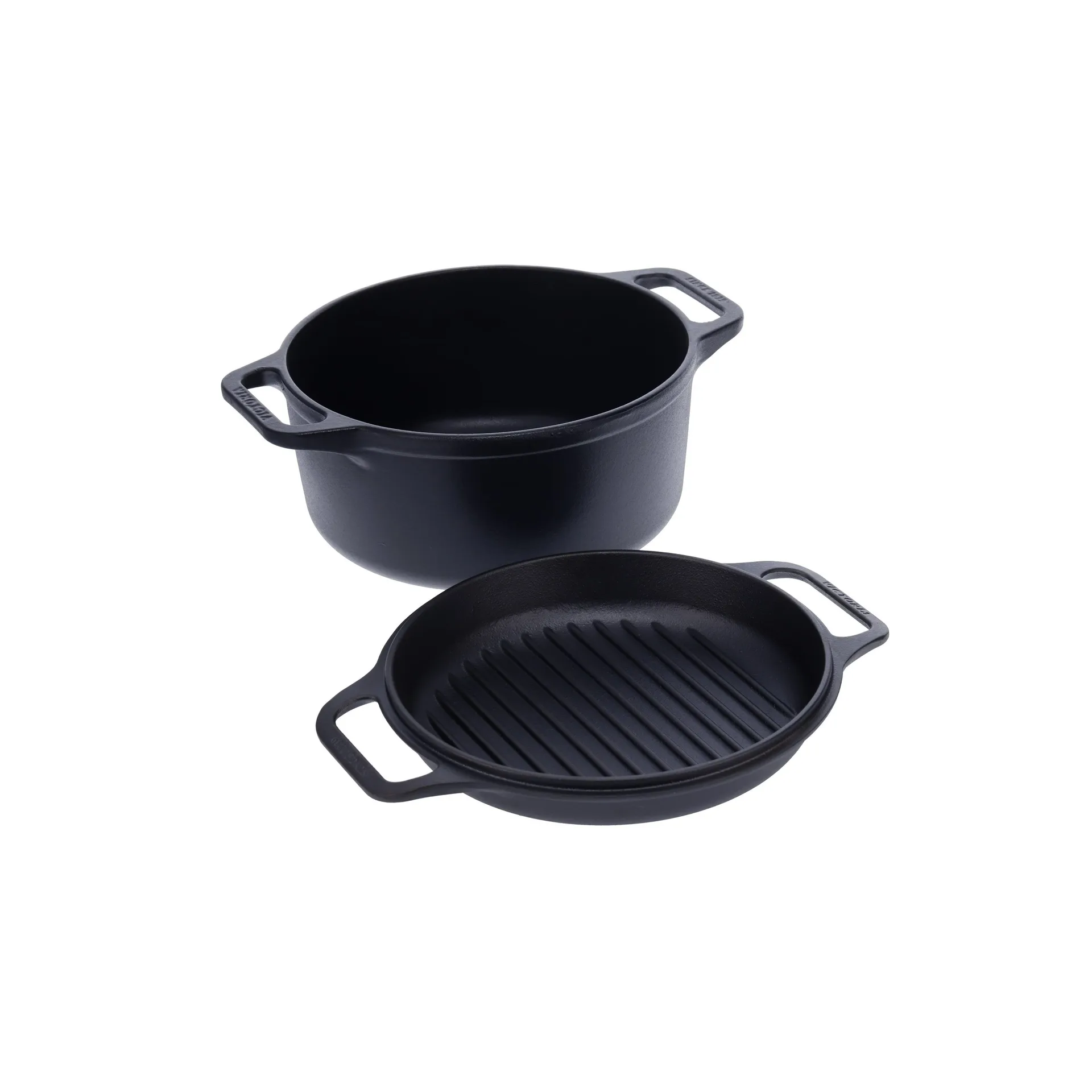 Set pentola e padella in ghisa Combo Cooker 2 pezzi, Nero Victoria