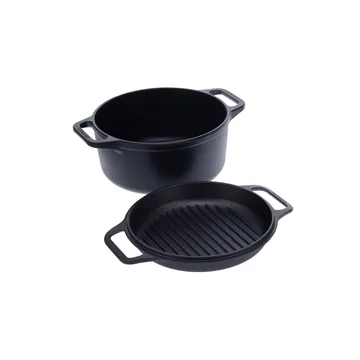 Set pentola e padella in ghisa Combo Cooker 2 pezzi - Nero - Victoria