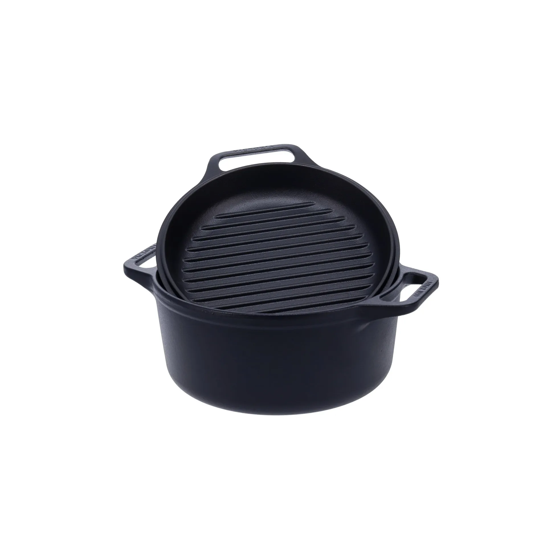 Set pentola e padella in ghisa Combo Cooker 2 pezzi, Nero Victoria