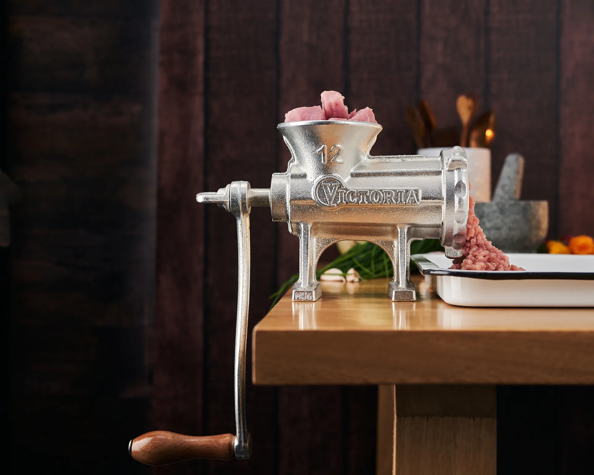 Tritacarne manuale Nr 12 - 15,5x21 cm, Argento Victoria