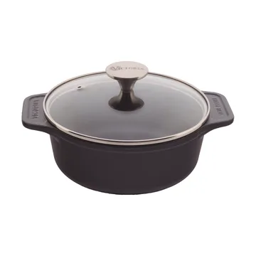 Victoria pentola in ghisa con coperchio in vetro pre-seasoned - 1,9 L - Victoria