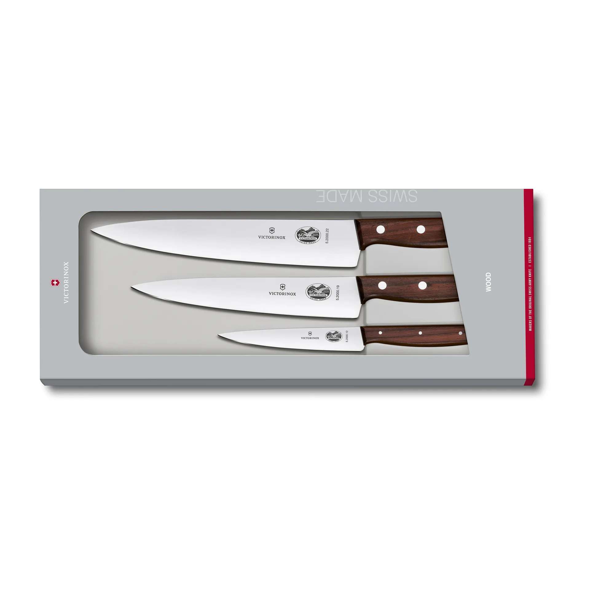 Set coltelli in legno 3 pezzi, Acciaio inossidabile-acero Victorinox