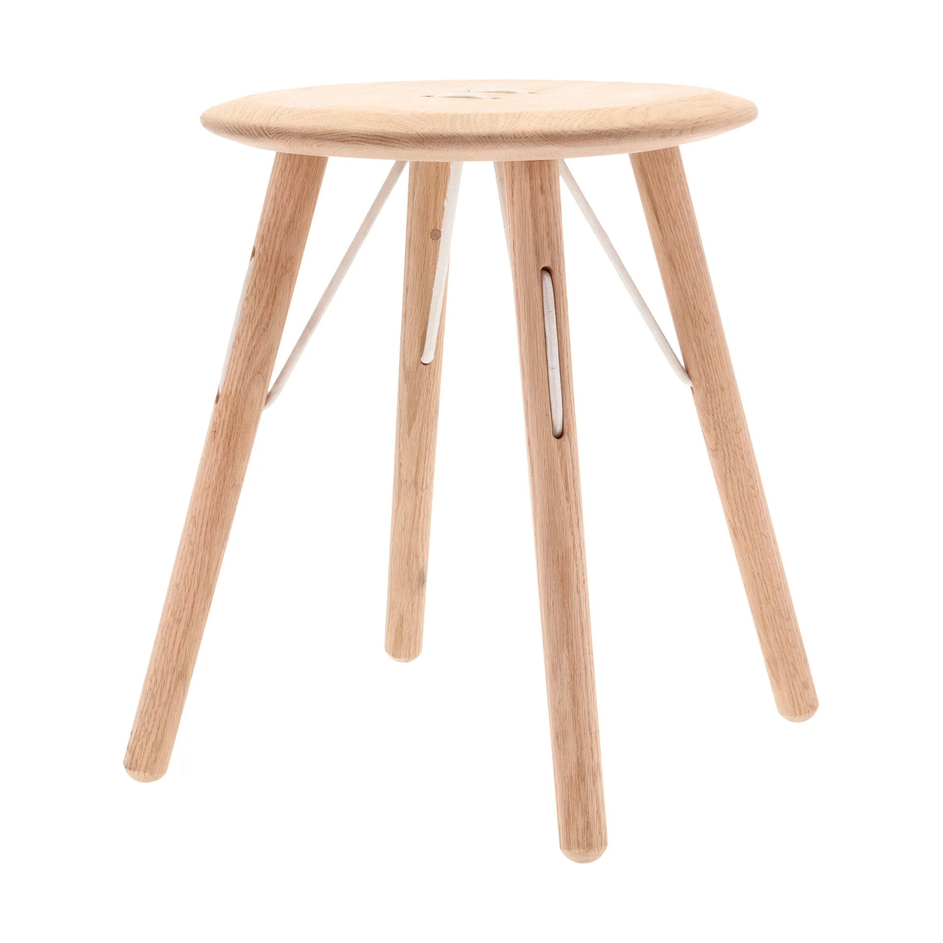 Barv sgabello rotondo 45xØ37,7 cm, Rovere massiccio non trattato Villa Collection